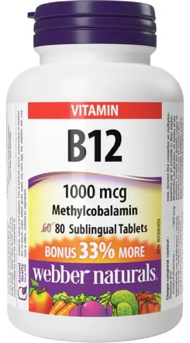 WEBBER NATURALS B12 METHYLCOBALAMIN 1000MCG 80S (p1)