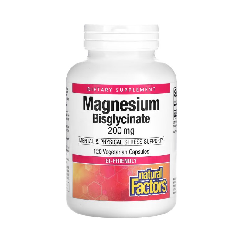 NATURAL FACTORS 200MG MAGNESIUM BISGLYCINATE 120's