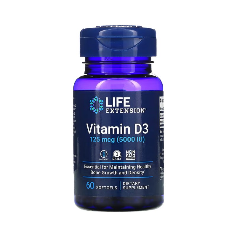 life extension Vitamin D3 125mcg(5000 IU) 60'S(P1)